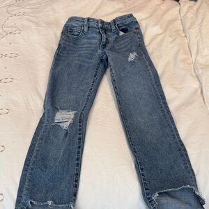 Katie J NYC Distressed Straight Leg Jeans in Blue